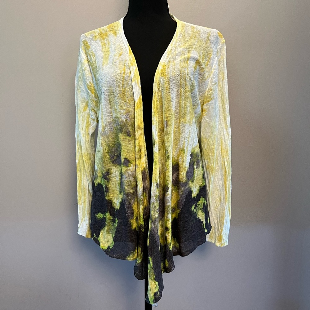 NIC+ZOE Size XL Open Cardigan in Shades of Yellow and Black